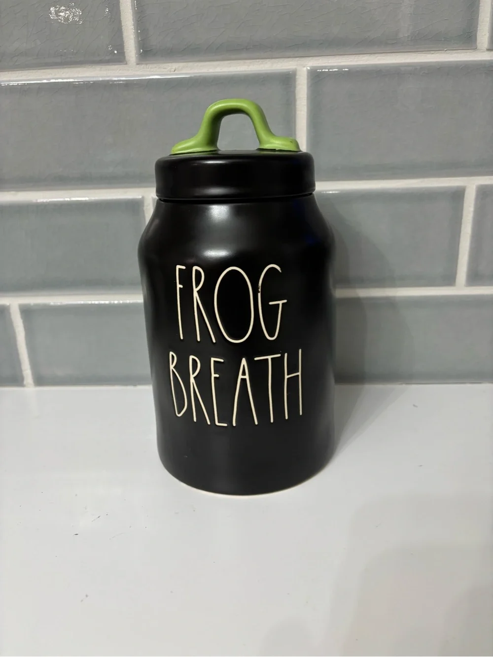 Rae Dunn Frog Breath Jar Canister Halloween Decor